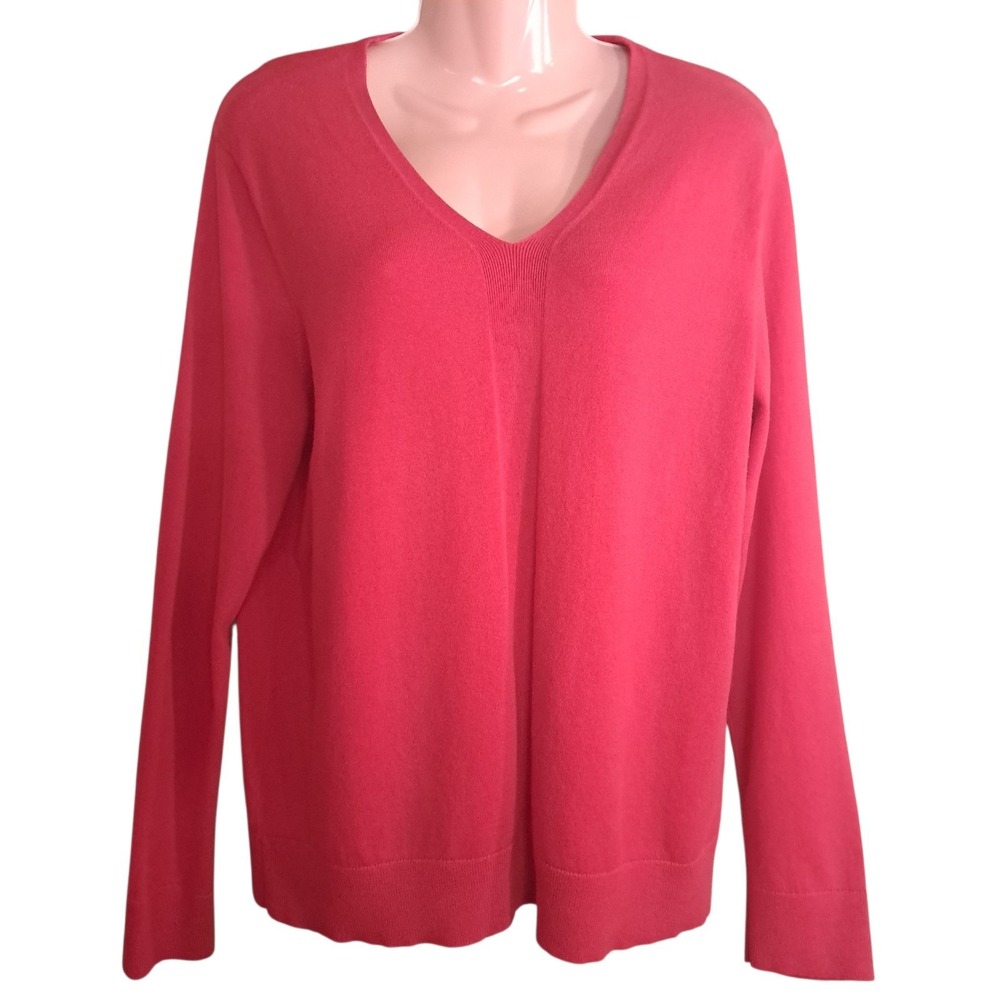 Talbots Women's Sweater Pullover Size L‎ Red Long Sleeve V-Neck Casual